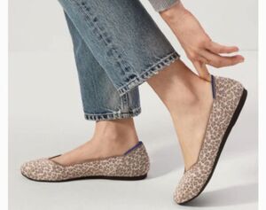 Leopard Print Ballet Flats in Beige - Women